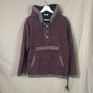Virblatt sweater baja hippie hoodie size large maroon